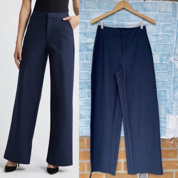 GOOD AMERICAN Stripe Ponte Knit Wide Leg Trousers size 6/28 - Picture 1 of 16